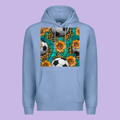 Soccer Balls And Sunflowers With Leopard And Gemstone Seamless Pattern Premium Hoodie Designed By Bundleandbundleshop