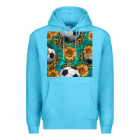 Ocean Blue soccer balls and sunflowers with leopard and gemstone seamless pattern Premium Hoodie - BundleAndBundleShop