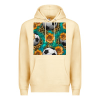 Pina Colada soccer balls and sunflowers with leopard and gemstone seamless pattern Premium Hoodie - BundleAndBundleShop