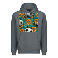 Rock soccer balls and sunflowers with leopard and gemstone seamless pattern Premium Hoodie - BundleAndBundleShop