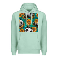 Seafoam soccer balls and sunflowers with leopard and gemstone seamless pattern Premium Hoodie - BundleAndBundleShop
