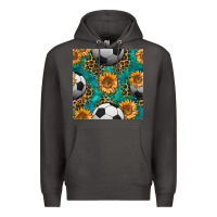 Smoke soccer balls and sunflowers with leopard and gemstone seamless pattern Premium Hoodie - BundleAndBundleShop