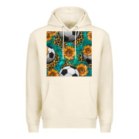 Tofu soccer balls and sunflowers with leopard and gemstone seamless pattern Premium Hoodie - BundleAndBundleShop