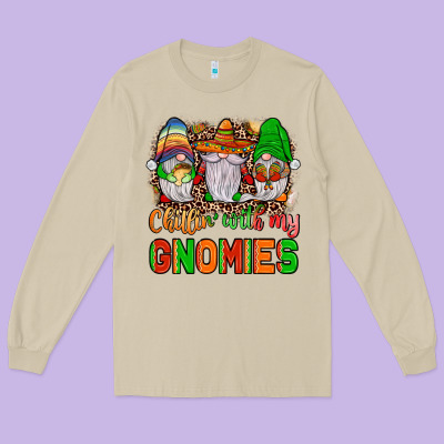 Mexico Chillin' With My Gnomies Long Sleeve Tee Designed By Jahusdesignshop