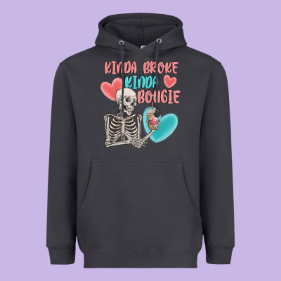 Kinda Broke Kinda Bougie Heavyweight Hoodie Designed By Maliassmallbusiness
