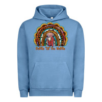 Pigment Pebble Blue gobble till you wobble thanksgiving rainbow Urban Hoodie - RanaPortraitStore