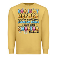 Antique Gold god is my refuge and my fortress under his wings Premium Sweatshirt - MaliasSmallBusiness