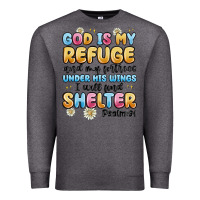 Charcoal Heather god is my refuge and my fortress under his wings Premium Sweatshirt - MaliasSmallBusiness