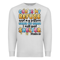 Dove Grey god is my refuge and my fortress under his wings Premium Sweatshirt - MaliasSmallBusiness