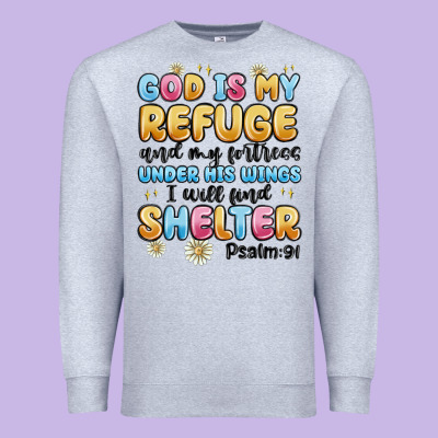 God Is My Refuge And My Fortress Under His Wings Premium Sweatshirt Designed By Maliassmallbusiness