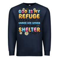 Navy god is my refuge and my fortress under his wings Premium Sweatshirt - MaliasSmallBusiness