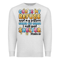 Oatmeal Heather god is my refuge and my fortress under his wings Premium Sweatshirt - MaliasSmallBusiness