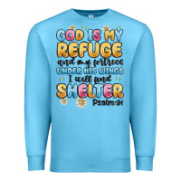 Ocean Blue god is my refuge and my fortress under his wings Premium Sweatshirt - MaliasSmallBusiness