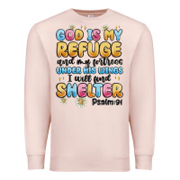 Pale Pink god is my refuge and my fortress under his wings Premium Sweatshirt - MaliasSmallBusiness