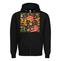Black usa flag with army boot seamless pattern Zipper Hoodie - BundleAndBundleShop
