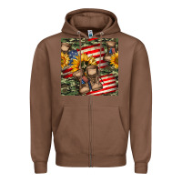 Chestnut usa flag with army boot seamless pattern Zipper Hoodie - BundleAndBundleShop