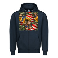 Navy usa flag with army boot seamless pattern Zipper Hoodie - BundleAndBundleShop
