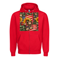 Red usa flag with army boot seamless pattern Zipper Hoodie - BundleAndBundleShop