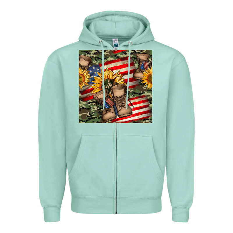 Usa Flag With Army Boot Seamless Pattern Zipper Hoodie by BundleAndBundleShop | Teevron