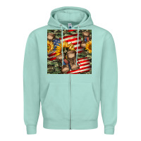 Seafoam usa flag with army boot seamless pattern Zipper Hoodie - BundleAndBundleShop