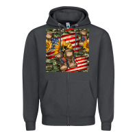 Smoke usa flag with army boot seamless pattern Zipper Hoodie - BundleAndBundleShop