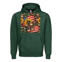 Sports Green usa flag with army boot seamless pattern Zipper Hoodie - BundleAndBundleShop
