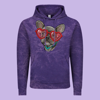 Vintage Hoodie french bulldog with love glasses