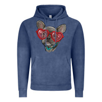 Vintage Denim french bulldog with love glasses Vintage Hoodie - RanaPortraitStore