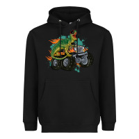 Black monster truck and t rex dinosaur Heavyweight Hoodie - MaliasSmallBusiness