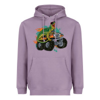 Lavender monster truck and t rex dinosaur Heavyweight Hoodie - MaliasSmallBusiness