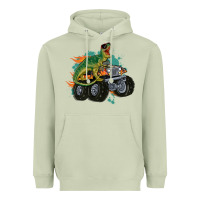 Matcha monster truck and t rex dinosaur Heavyweight Hoodie - MaliasSmallBusiness