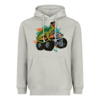 Moon Dust monster truck and t rex dinosaur Heavyweight Hoodie - MaliasSmallBusiness