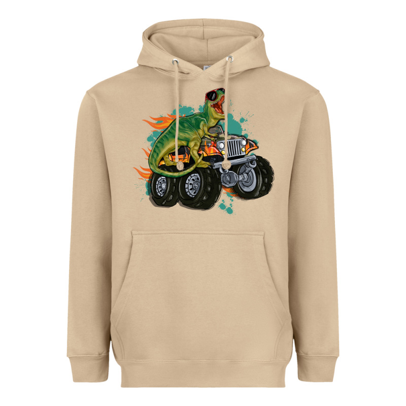 Monster Truck And T Rex Dinosaur Heavyweight Hoodie by MaliasSmallBusiness | Teevron