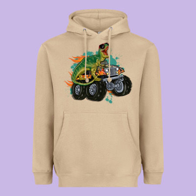 Monster Truck And T Rex Dinosaur Heavyweight Hoodie Designed By Maliassmallbusiness