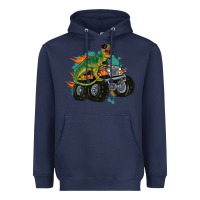 Navy monster truck and t rex dinosaur Heavyweight Hoodie - MaliasSmallBusiness