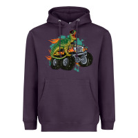Plum monster truck and t rex dinosaur Heavyweight Hoodie - MaliasSmallBusiness