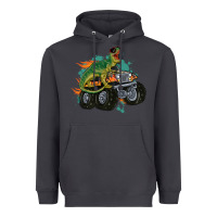 Smoke monster truck and t rex dinosaur Heavyweight Hoodie - MaliasSmallBusiness