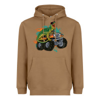 Toasted Coconut monster truck and t rex dinosaur Heavyweight Hoodie - MaliasSmallBusiness
