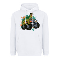White monster truck and t rex dinosaur Heavyweight Hoodie - MaliasSmallBusiness