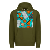 Army Green basketball uniform and hoop seamless pattern Premium Hoodie - BundleAndBundleShop