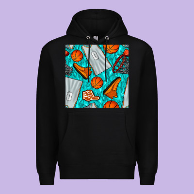 Basketball Uniform And Hoop Seamless Pattern Premium Hoodie Designed By Bundleandbundleshop