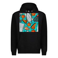 Black basketball uniform and hoop seamless pattern Premium Hoodie - BundleAndBundleShop