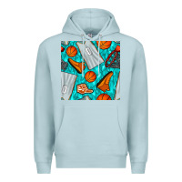 Blue Mist basketball uniform and hoop seamless pattern Premium Hoodie - BundleAndBundleShop