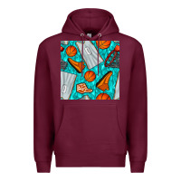 Burgundy basketball uniform and hoop seamless pattern Premium Hoodie - BundleAndBundleShop