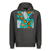 Charcoal Heather basketball uniform and hoop seamless pattern Premium Hoodie - BundleAndBundleShop