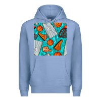 Colony Blue basketball uniform and hoop seamless pattern Premium Hoodie - BundleAndBundleShop