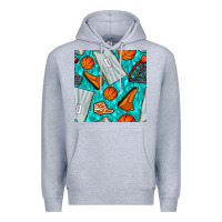 Heather Grey basketball uniform and hoop seamless pattern Premium Hoodie - BundleAndBundleShop