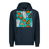Navy basketball uniform and hoop seamless pattern Premium Hoodie - BundleAndBundleShop