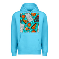 Ocean Blue basketball uniform and hoop seamless pattern Premium Hoodie - BundleAndBundleShop