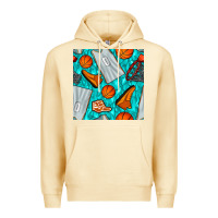 Pina Colada basketball uniform and hoop seamless pattern Premium Hoodie - BundleAndBundleShop